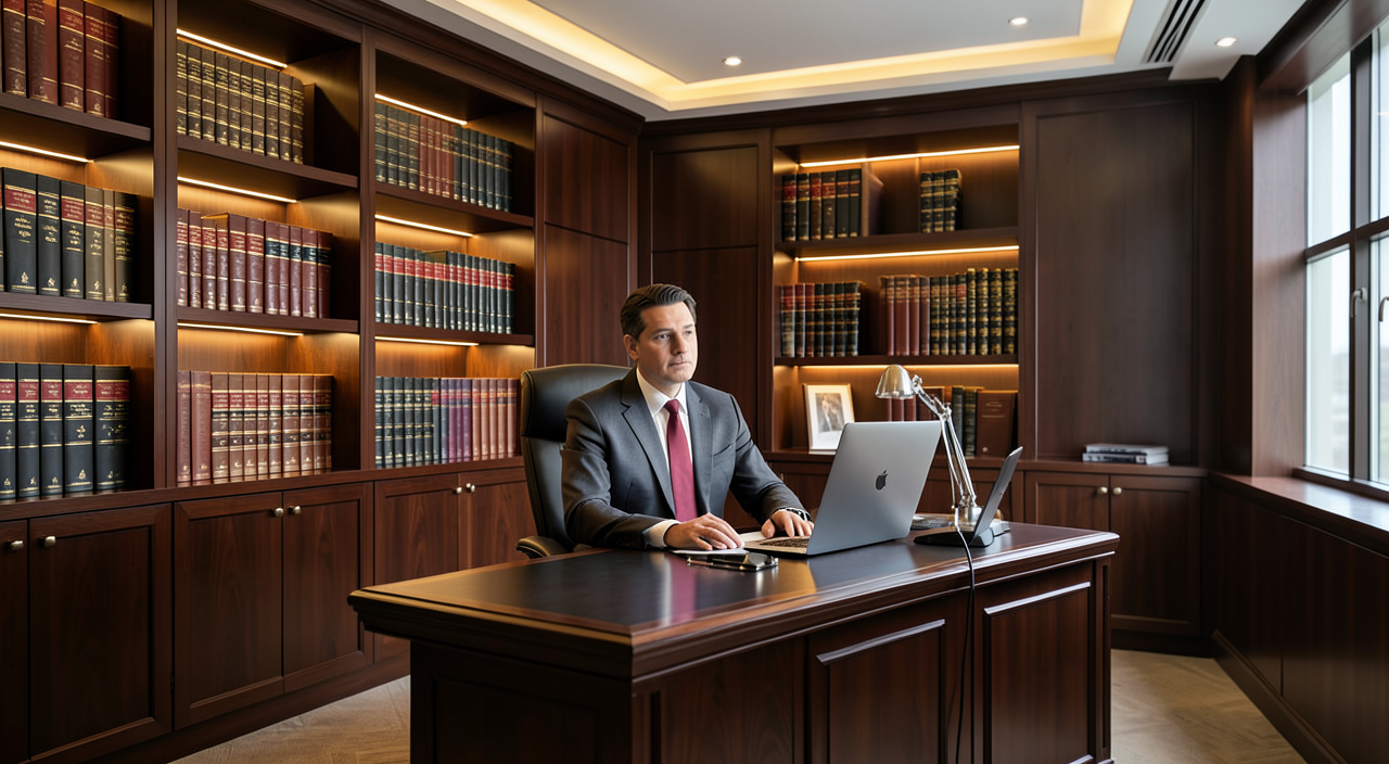 Elegant law office with a professional attorney